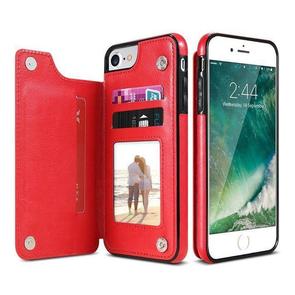 Planet Gates Red / For iPhone 7 8 Retro PU Leather Case For iPhone X 6 6s 7 8 Plus XS 5S SE Multi Card Holders Phone Cases For iPhone XS Max XR 10 Cover