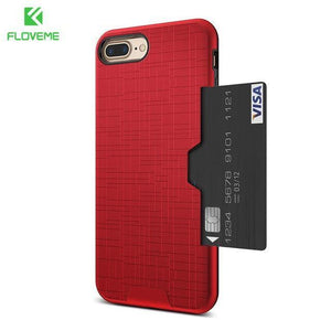 Planet Gates Red / For iPhone 7 FLOVEME Card Slot Phone Case For iPhone 7 Luxury Wallet Mobile Accessories For iPhone 8 6 6s 7 Plus Cases For iPhone X XS MAX XR