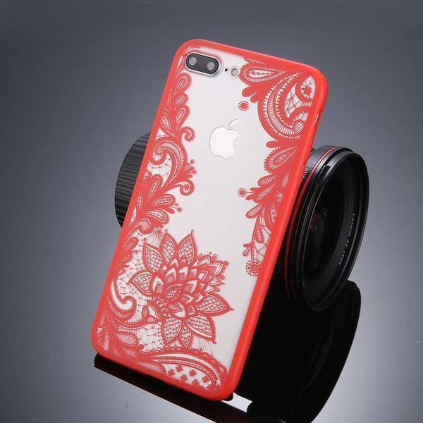 Planet Gates Red / For iPhone 8 Plus USLION Phone Case For iPhone X XS Max XR Mandala Lace Flower Cases For iPhone 6 6s 7 8 Plus Transparent Clear Hard PC Back Cover