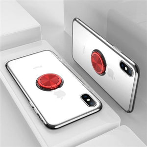Planet Gates Red / For iPhone X USLION Clear Case For iPhone 7 8 Plus XR XS Max X Hide Ring Stand Holder Transparent Phone Cases for iPhone 6 6s Plus Soft Cover