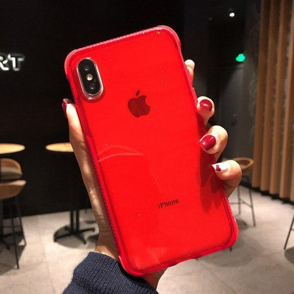 Planet Gates Red / For iPhone X USLION Glitter Powder Phone Case For iPhone XS Max XS X Shockproof Transparent Soft TPU Bling Cover for iPhone 7 6 S 8 Plus Case