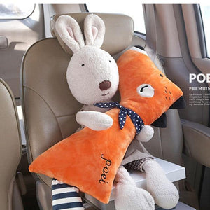 Planet Gates Red Fox Car Seat Belt Cover Cartoon plush Kids Children Pillow Shoulder Pads Safety Positioner Padding Waist Cushion Styling