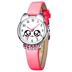 Planet Gates red Girl Watch Kids Bling Cute Eyes Diamond Waterproof Genuine Leather Wristwatch Lovely Kid Children Watches Students Clock