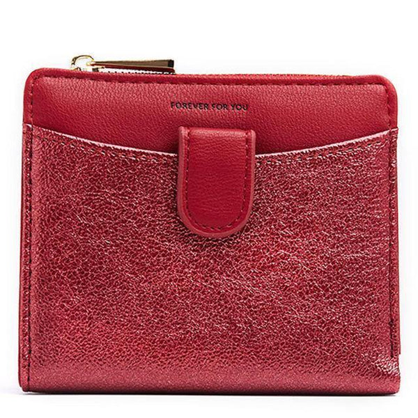 Planet Gates Red Glitter Pu Leather Women Wallet with Zipper Coin Pocket Card Holder Short Purse Ladies Small Wallet Female Carteras NEW