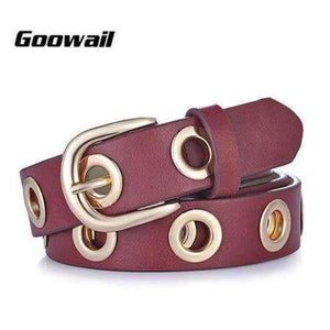 Planet Gates red   gold / 100cm Goowail 2017 fashion Belts for Women Grommet Duo euramerican style designer pu Leather strap for ladies jeans accessories