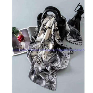 Printed 100% Silk Twill Scarf Hijab Women Large Square Silk Scarfs Shawl Wraps For Hair Wrapping Hand Rolled 88X88Cm