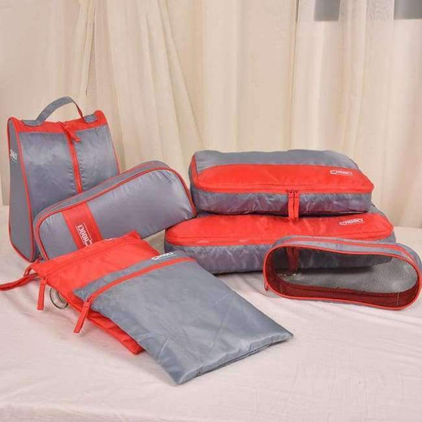 Planet Gates Red Gray YINUO 7PCS/Set Travel Organizer Clothing Storage Organization Zip Lock Plastic Waterproof Garment Shoes Socks Luggage Bags