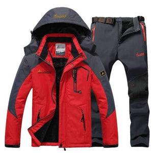 Planet Gates red grey pant / XL Winter Ski Jacket suits Men Waterproof Fleece Snow Jacket Thermal Coat Outdoor Mountain Skiing Snowboard Jacket Pant suits L-5XL