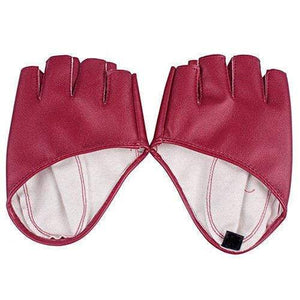 Planet Gates red Half Finger Fingerless PU Leather Gloves Lady Driving Show Pole Dance  Mittens for Women Men Free Shipping