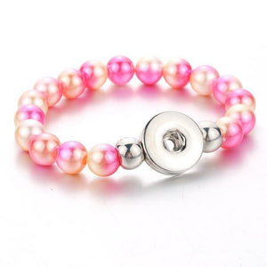 Planet Gates red Handmade Snap Button Bracelet 10mm Imitation Pearls Beads Snap Jewelry Fit 18mm Snap Button Jewelry Beaded Bracelet