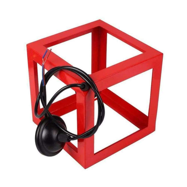 Planet Gates Red Hanging Light Square Lampshade E27 Bulb Retro Ceiling Light Fitting Lamp Guard Wire Cage Lamp Cover Lamp shades Chandelier