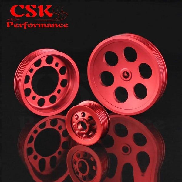 Planet Gates Red High Performance Light-weight Crank Pulley Fits For Toyota JZA80 V6 3.0 Blue/Red
