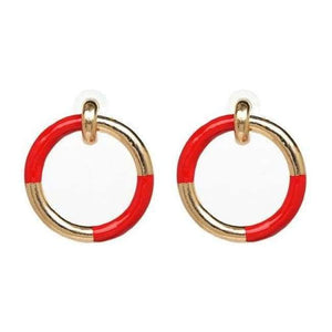 Planet Gates Red JURAN Gold & White Colors Round Geometric Metal Drop Dangle Earring 2018 New Arrival Statement Earrings For Women Bijoux
