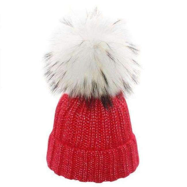 Planet Gates red / Kids for 46-52cm 2018 Winter Blends Women Beanies Knit Hat Real Pompoms Fur Ball Beanie Gorro Solid Caps Casual Knit Crochet Bonnet Cap Hats