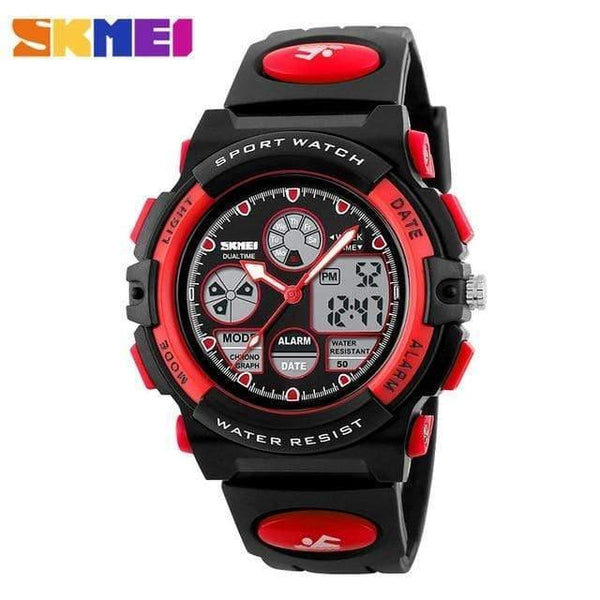 Planet Gates Red Kids LED Digital Watches for Boys Girl Sport 5Bar Waterproof Wristwatches Smart PU Strap Children Montre Enfant