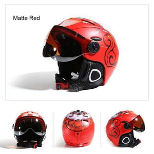 Professional Half-Covered Ce Certification Ski Helmet Integrally-Molded Outdoor Sports Helmets Snowboard Goggles Mask - Red / L(58-61Cm)