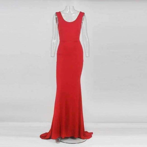 Planet Gates Red / L Backless Sexy Women Long Mermaid Dress Party Prom Floor Length Dresses Black Elegent Bowknot Summer Dress Vestido