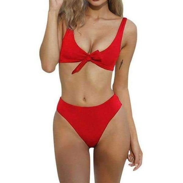 Planet Gates Red / L Bow high cut bikini high leg Bikin set Push Up Padded Bandage Brazilian Swimsuit Women 2018 Beach Swimwear Black Red White