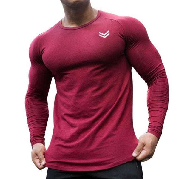 Fitness Sporty Long Sleeve T Shirt Men Gyms Bodybuilding Workout Skinny Cotton T-shirt Autumn New Male Casual Tee Tops Clothing