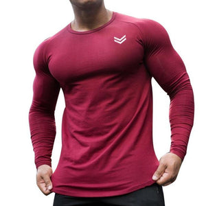 Fitness Sporty Long Sleeve T Shirt Men Gyms Workout Skinny Cotton T-shirt Autumn New Male Casual Tee Tops Jogger Brand Clothing