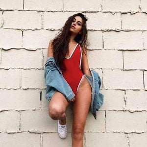 Planet Gates Red / L One Piece Swimsuit 2018 Sexy Swimwear Women High Waist Bathing Suit Backless Bodysuit Summer Beach Wear Feminina Biquini