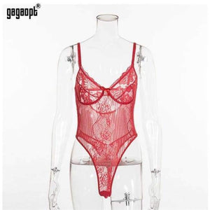 Planet Gates Red / L Sexy Bodysuit 2018 Autumn Women Shoulder Strap Bow Tie Floral Embroidery Hollow Out Lace Bodysuit Black White Romper