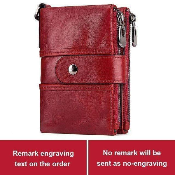 Planet Gates Red Leather Free Engraving Rfid Wallet Men Crazy Horse Wallets Coin Purse Short Male Money Bag Mini Walet  Quality