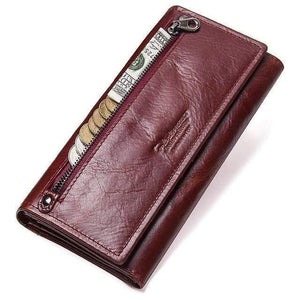 Planet Gates Red Leather Women Clutch Wallets Multiple Cards Holder Long Female Purse With Phone Bag Fashion Woman Wallet