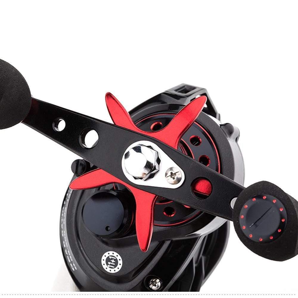 Planet Gates Red / Left Hand Retrieve Bait Casting Reel Big Game 13kg Max Drag Saltwater Fishing Reel 11+1 BB 7.1:1 Aluminium Alloy Body Jigging Fishing Reel