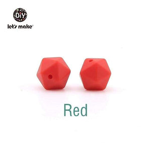 Planet Gates Red Let's Make 10pc 14mm Silicone Beads Hexagon Bpa Free Silicone Teether Diy Teething Toy Baby Chewable Accessories Baby Teether