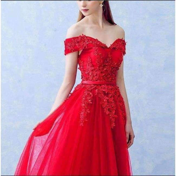 Planet Gates red long / 6 Boat Neck Beading with Appliques Long Evening Dresses Elegant Lace vestido de festa Banquet Party Prom dresses