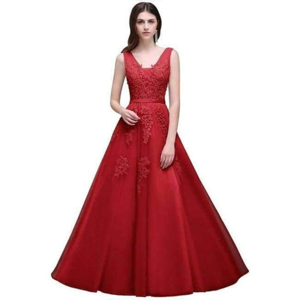 Planet Gates Red Long / 6 Long Short Evening Dress Long Tulle Lace Formal gown Backless evening dresses prom dresses robe de soiree 2018