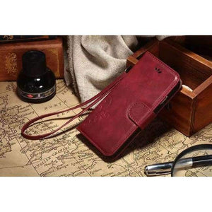 Planet Gates Red Luxury Retro Flip Wallet Leather Phone Cover  For iPhone 5 5S Case With Stand Function