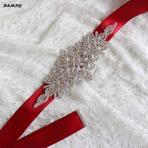 Planet Gates Red Luxury Women Wedding Belts High Quality Rhinestone Belt Bridal Sash Wedding Party Bride Bridesmaid Dress Belt Ribbon Sashes