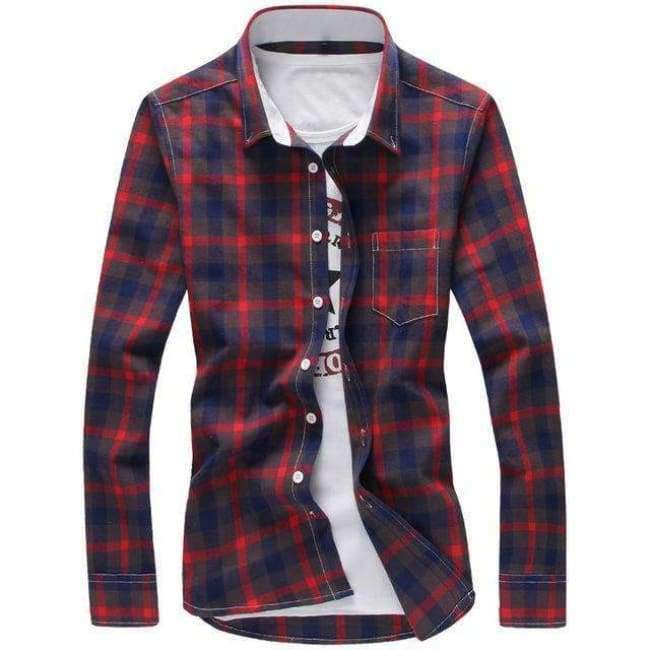 Planet Gates 5XL Plaid Shirts Men Checkered Shirt Brand 2018 New Fashion Button Down Long Sleeve Casual Shirts Plus Size Drop Shipping