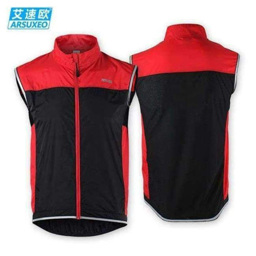 Planet Gates Red / M ARSUXEO Men's Cycling Vest with Reflective Stripe Windproof Outdoor Sports Sleeveless Jacket for Running MTB Bike Bicycle Vest