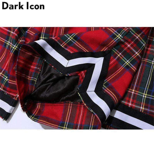 Planet Gates red / M Elastic Waist Plaid Men's Shorts 2018 Summer Drop Crotch Shorts Men 3 Colors