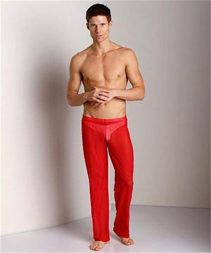 Planet Gates Red / M Men Transparent Loose Mesh Lounge Pants Loose-fitting Pants Pyjama Trouser Sleep Pant