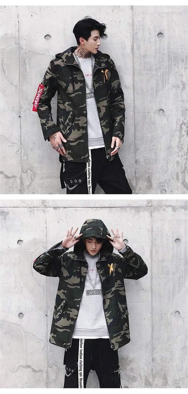 Planet Gates Red / M Patchwork Camouflage Men Bomber Jacket Coat Autumn  Pilot Flight Biker Jacket Men