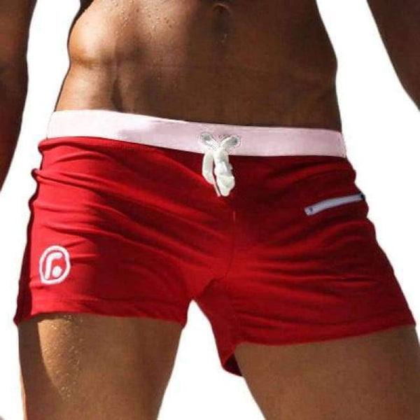 Planet Gates Red / M Taddlee Brand Men Swimwear Swimsuits Swimming Boxer Shorts Trunks Pocket Mens Swim Boxers Beach Surf Board Shorts Bathing Suit