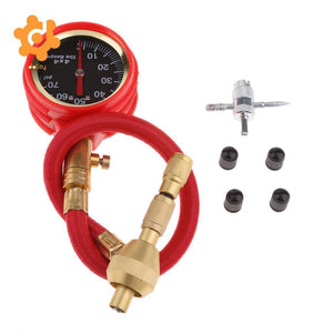 Planet Gates Red Mechanical Pointer Tire Pressure Gauge Tyre Deflator Kit with 4 Valve Cap for Automobile Cars Trucks