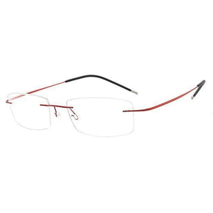Planet Gates red Mens Lightweight Titanium Rimless Eyeglasses Frames Prescription Optical Glasses Frame
