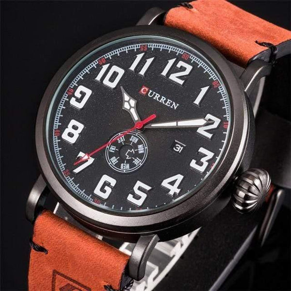 Planet Gates red Mens Watches Top Brand Luxury Men's Quartz Watch Waterproof Sport Military Watches Men Leather relogio masculino