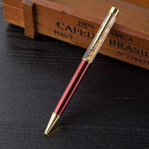 Planet Gates Red Metal Copper Ballpoint Pen Luxury Brass Gold Foil Drill Ball Pen Sliver Penalty Office School Pencil Writing Supplies 1.0mm