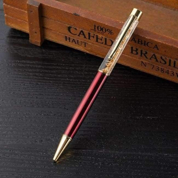 Planet Gates Red Metal Copper Ballpoint Pen Luxury Brass Gold Foil Drill Ball Pen Sliver Penalty Office School Pencil Writing Supplies 1.0mm