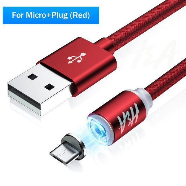 Planet Gates Red-Micro USB / 1m H&A Magnetic USB Cable Fast Micro USB Cable Magnetic Type C Charger Data Cable for Samsung Xiaomi Huawei Mobile Phone USB Cable
