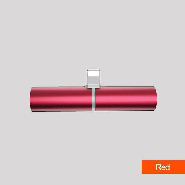 Planet Gates Red Mobile Phone Adapter Cable Audio Charging Adapter For 7 8 plus iphone X Xs Max Xr USB IOS 2 in 1 earphone plug alloy Connector