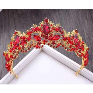 Planet Gates Red New Fashion Baroque Luxury Crystal AB Bridal Crown Tiaras Light Gold Diadem Tiaras for Women Bride Wedding Hair Accessories