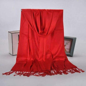 Planet Gates Red New Winter Women 60cm*170cm Black Red Solid Color Muslim Hijab Foulard Viscose Scarf Wrap With Tassel