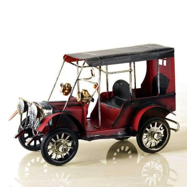 Planet Gates Red Nostalgia Iron Crafts Metal Antique Car Model Desktop Figurines Child Car Toy Birthday Gift Home Decor American Ornaments
